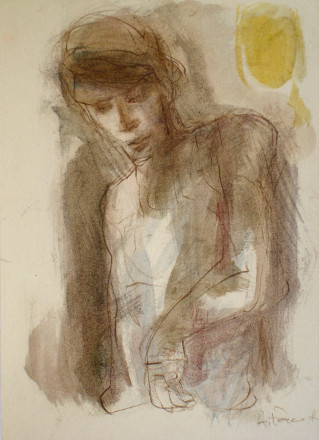 Davanti a un sole pallido (tecnica mista, 1983)