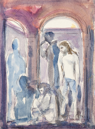 Sotto il portico (tecnica mista, 1988)