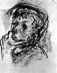 Testa di ragazzo (disegno a inchiostro, 1955)