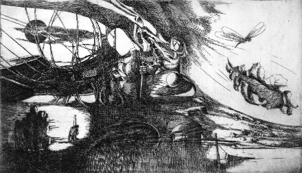 Anche il vento può morire (acquaforte, 1968, cm 30 x 17,3)