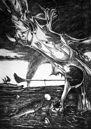 Il pesce (acquaforte, 1969, cm 27,4 x 39)