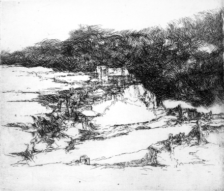 Temporale (acquaforte, 1975, cm 23,7 x 20,6)