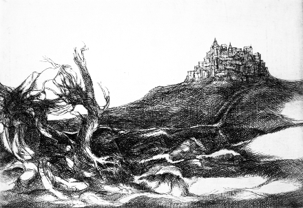 Radici contorte (acquaforte, 1976, cm 23 x 16)