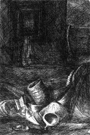 Penombra (acquaforte, 1963, cm 11,1 x 16,1)