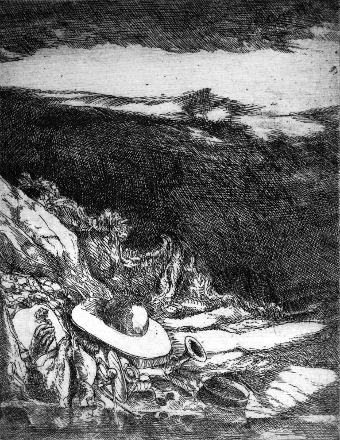 Un fiore per la notte (acquaforte, 1976, cm 15 x 19,2)