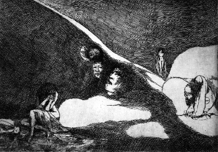 Solitudini sulla lastra (acquaforte, 1977, cm 26,5 x 18,6)