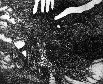 Il silenzio della notte (acquaforte, 1978, cm 23 x 18,8)